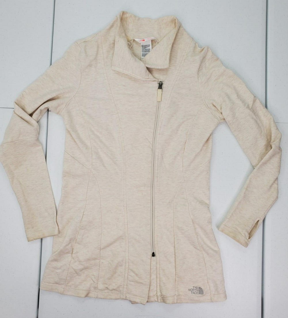 The North Face Jacket Women M Cream Wrapture Yoga Asymmetrical Zip Cotton Jacket